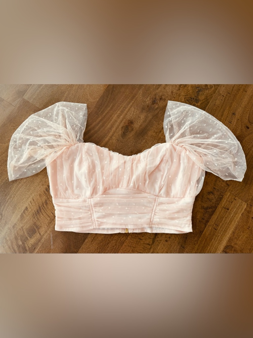 Miss Selfridge Pale Pink Swiss Dot Bustier Crop Top